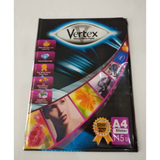 

VERTEX GLOSSY PHOTO PAPER STICKER 115 gsm A4 isi 20 lembar stiker foto 115g