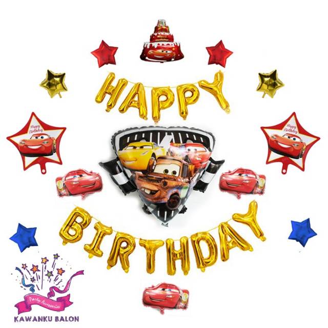  CARS  HAPPY BIRTHDAY SET DEKORASI  TEMA  CARS  DEKORASI  ULANG 