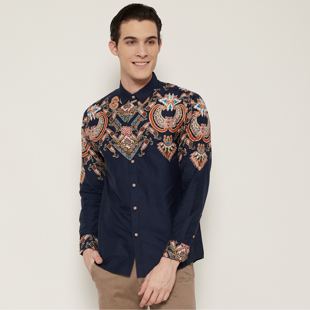 M231 Kemeja Pria Batik Panjang Navy 1699B