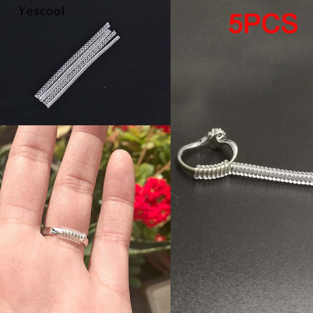 Yescool 5pcs Invisible Transparent Spiral Based Ring Sizer Adjuster  Resizing Jewelry .