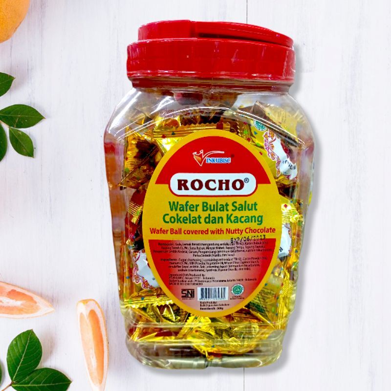 Inkubisc Wafer Rocho 300gr- Wafer Bulat Berlapis coklat kacang-wafer bola