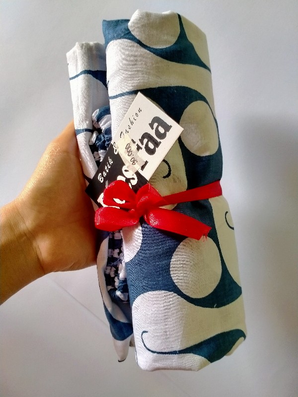 Celana Joger Indigo Kancing Lawasan Seling Mono Bawahan Batik Wanita Casual Formal Katun Kulot