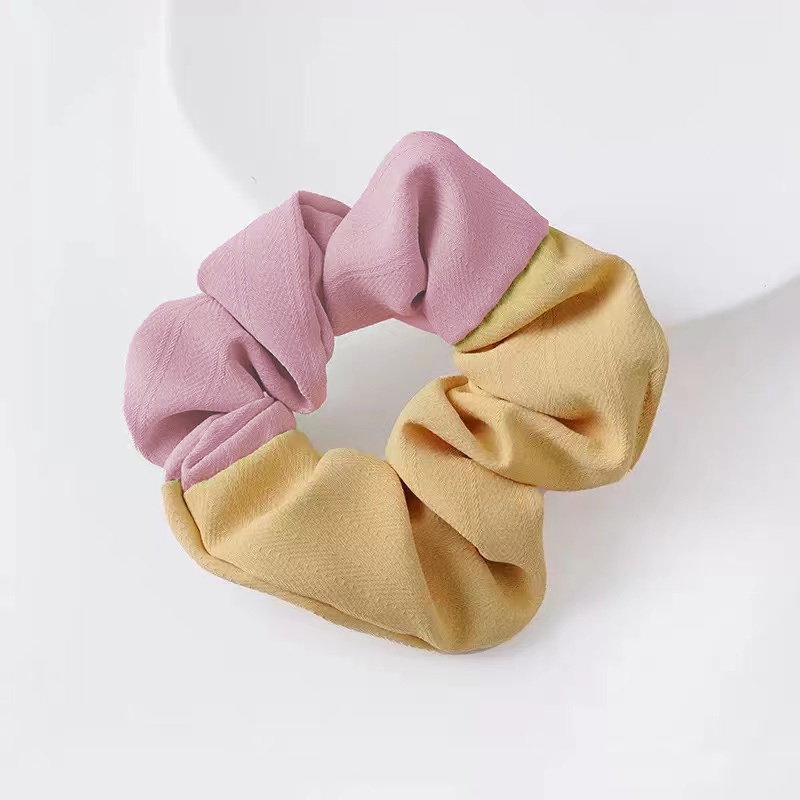 Srunchie Ikat Rambut Premium / Cepol Kain Dua Warna Casual Fashion Korean Import-AR-127 #7 PinkKuning