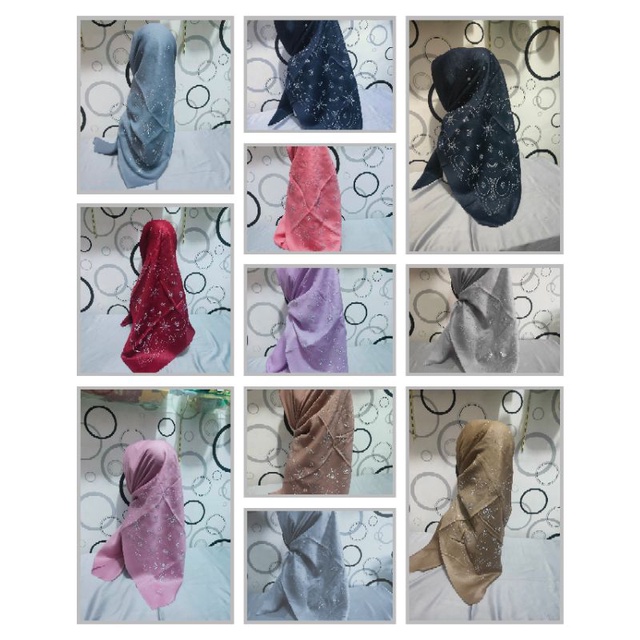 jilbab pesta segi empat sinar  mote