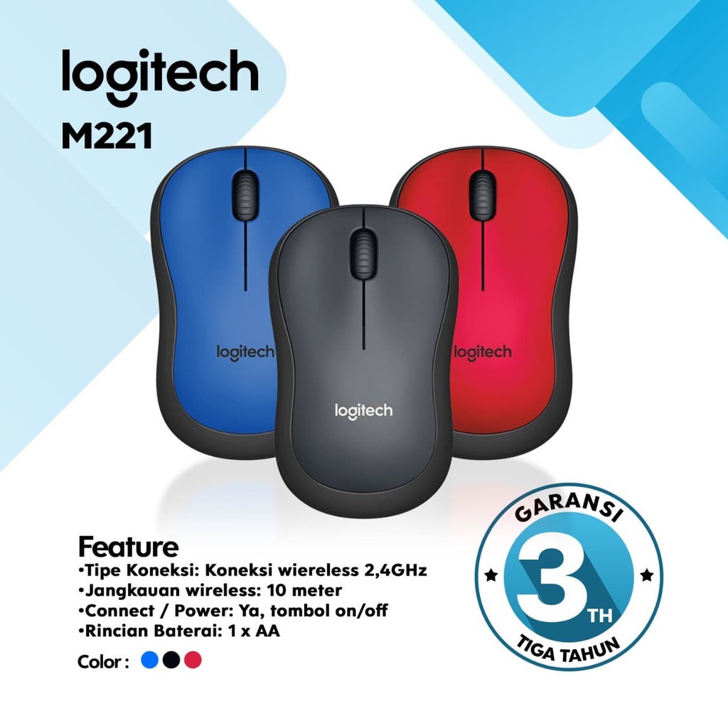 Logitech M221 Silent Wireless Mouse - Original Garansi Resmi 3 Tahun