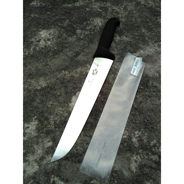 Pisau Sembelih Lurus 28 cm Victorinox Butcher Knife Straight 5.5203.28 Black Fibrox Handle Original