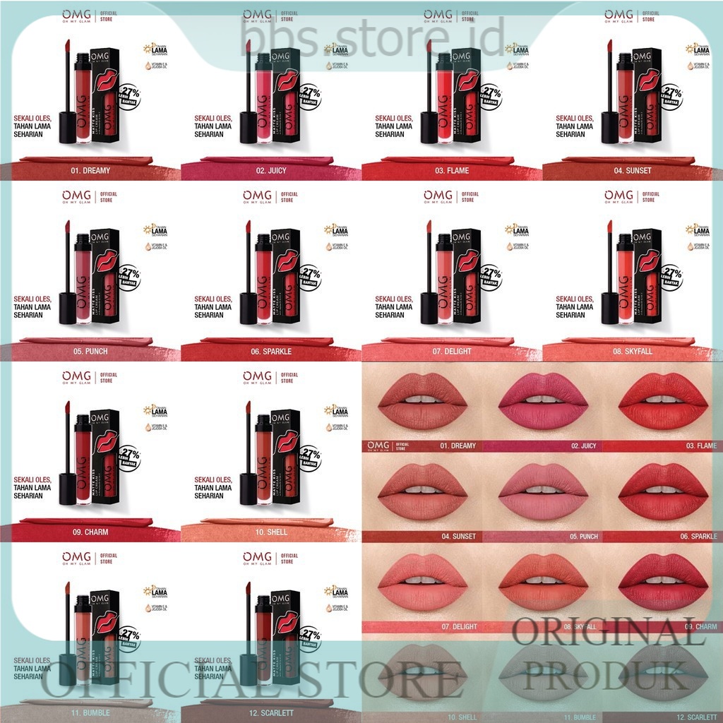 BBS OMG OH MY GLAM MATTE KISS LIPCREAM / LIPSTIK OMG OH MY GLAM ORIGINAL