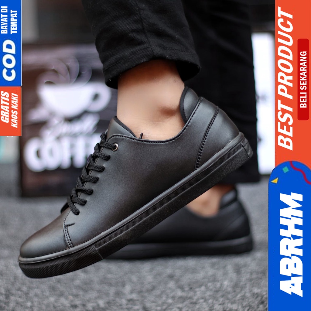 Abrhm Troy - Sepatu Sneakers Casual Pria Kerja Hitam