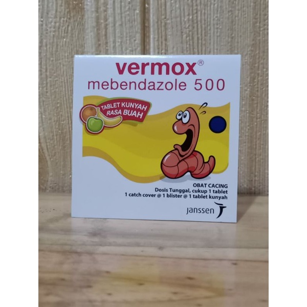 Vermox Tablet 500 mg | Membasmi Cacing (cacing kremi, cacing tambang, cacing gelang, cacing cambuk)