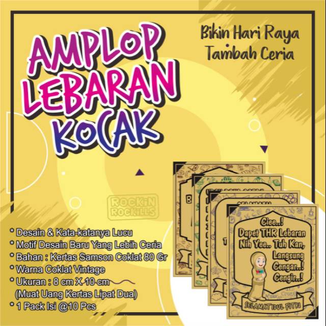 

AMPLOP LEBARAN LUCU, ANGPAU, AMPLOP ISI 10