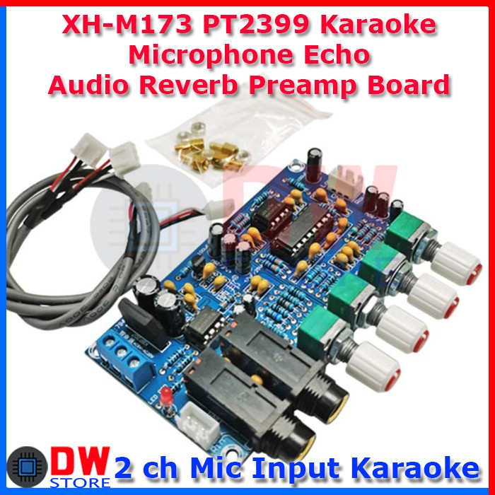 XH-M173 PT2399 Stereo Preamp Tone Control Karaoke MIcrophone Echo PCB
