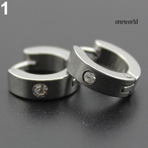 OW@ Men Women Fashion Punk Gothic Stainless Steel Hoop Stud Earrings Jewelry