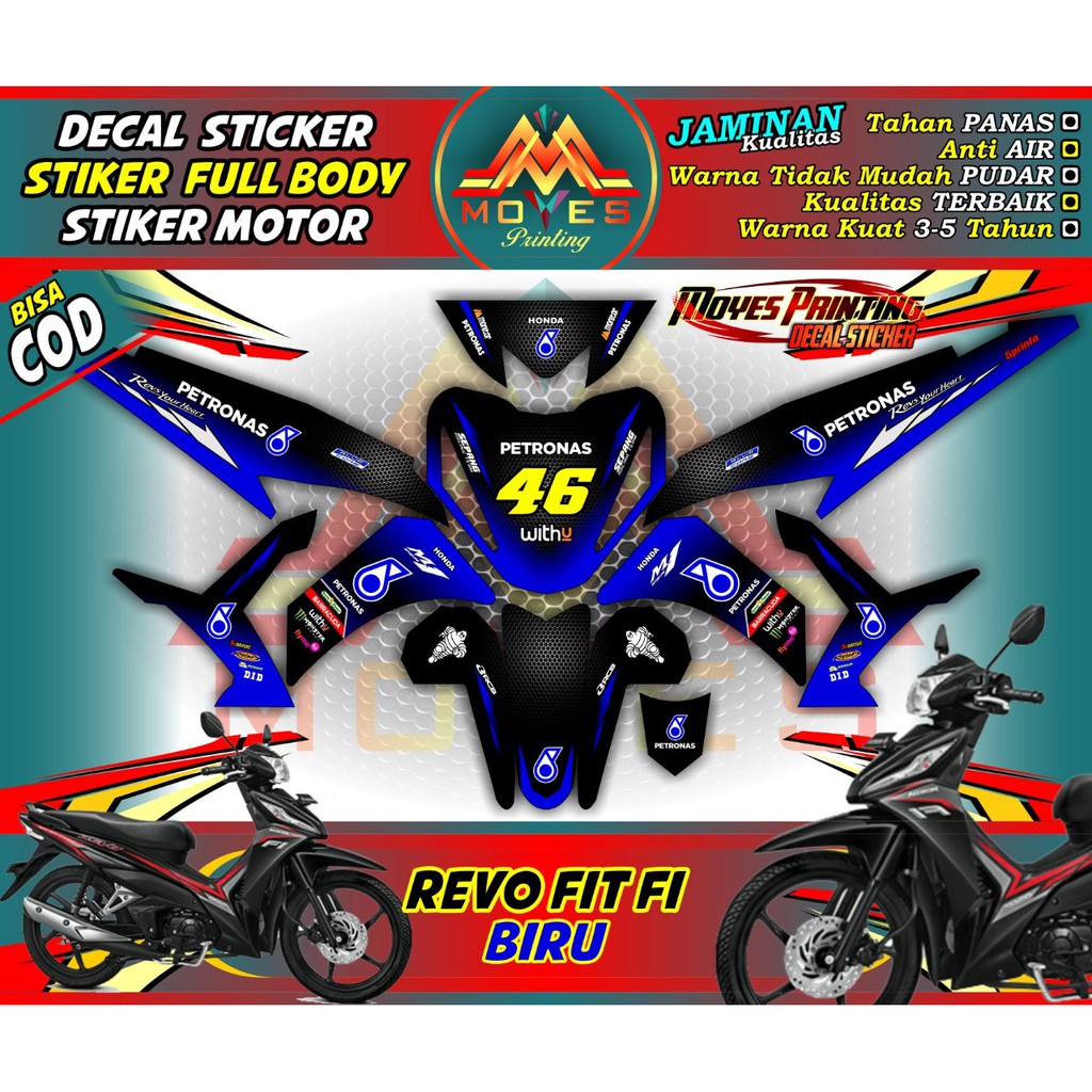 Jual Decal Stiker Revo Fit FI Design Petronas Warna Biru Sticker Body