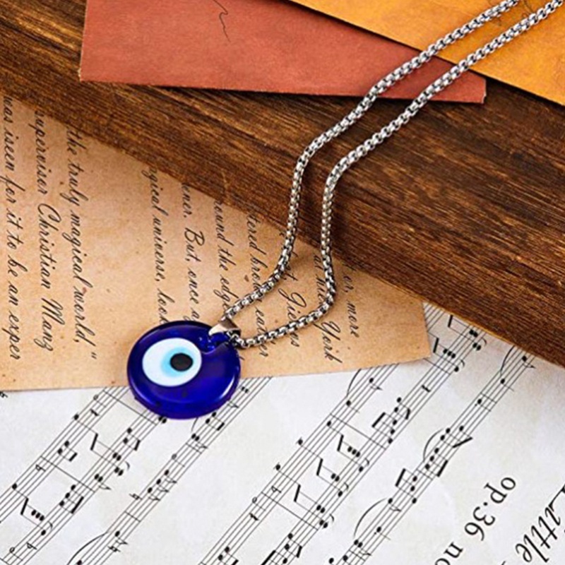 Siy Biru Turkish Alloy Rantai Perak Untuk Evil Eye Kalung Beruntung Untuk Perlindungan Neckl