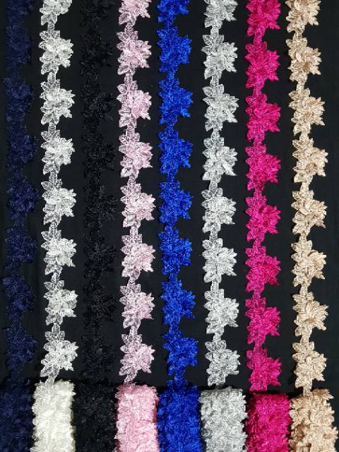 Feb428 Renda bordir tempel meteran violet