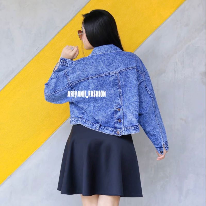 ARN - JAKET JEANS WANITA NAYRA CROP JAKET DENIM OVERSIZE MODEL ZARA BARU MURAH KEKINIAN JACKET JINS MEIZIA KOREAN GIRLS REPUBLIC Style