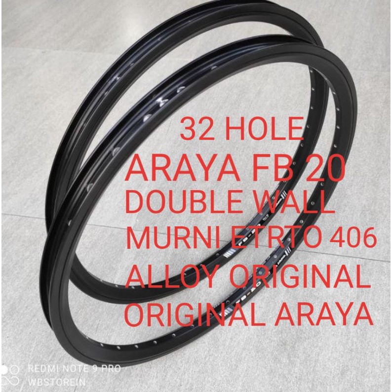 ARAYA FB20 FB 20 Velg Rims 20 Murni (ETRTO 406) ALLOY DOUBLE WALL ARAYA FB-20 32 HOLE