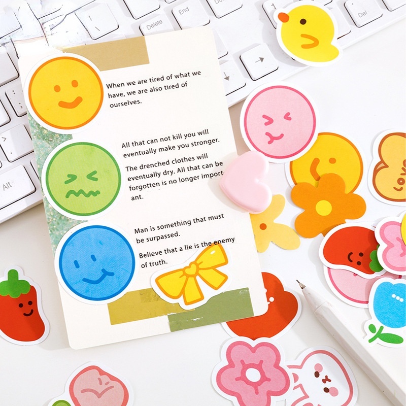 46pcs/set Cute Mark Creative Fun Handbook Diary Decoration Universal Sealing Sticker