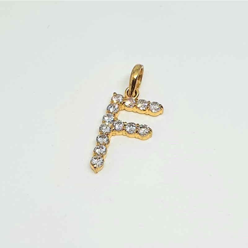 Liontin Emas Muda Huruf F Mata Putih 1 Gram