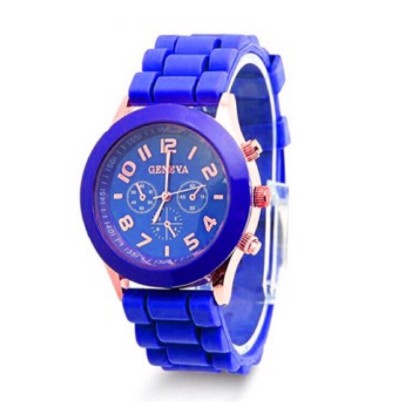 ✅COD (Bisa cod)Dikirim dari Jakarta - BAYAR DITEMPAT Jam Tangan Geneva Unisex Rubber Jam Fashion-Var 1 Biru Tua