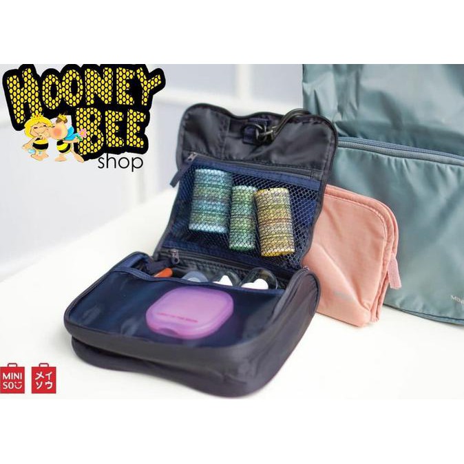 Terlaris# Original Miniso - Portable Toiletry Bag Tas Travel Perlengkapan Mandi - Biru