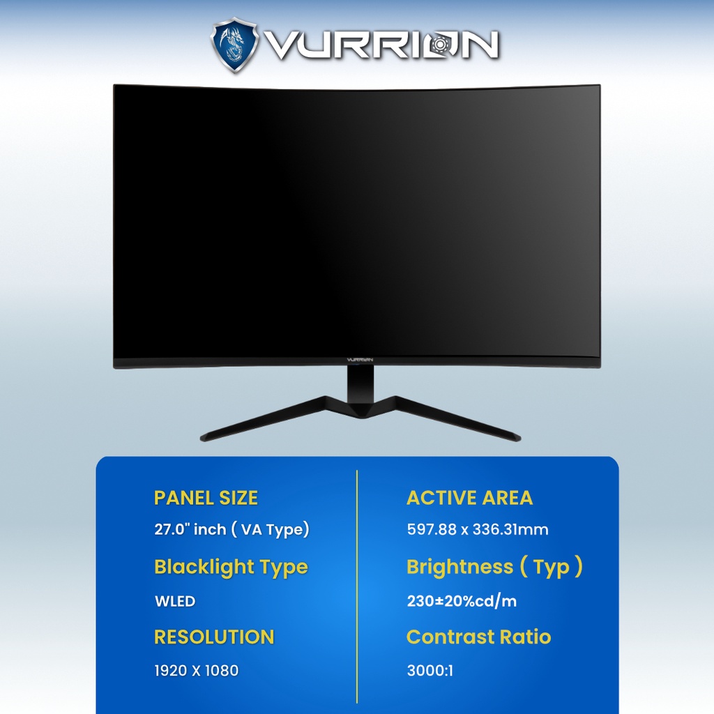 Monitor LED Gaming ORIZ 27 inch (27MG500-C) Curved Vurrion  Full HD FHD 1MS 1 Year Warranty