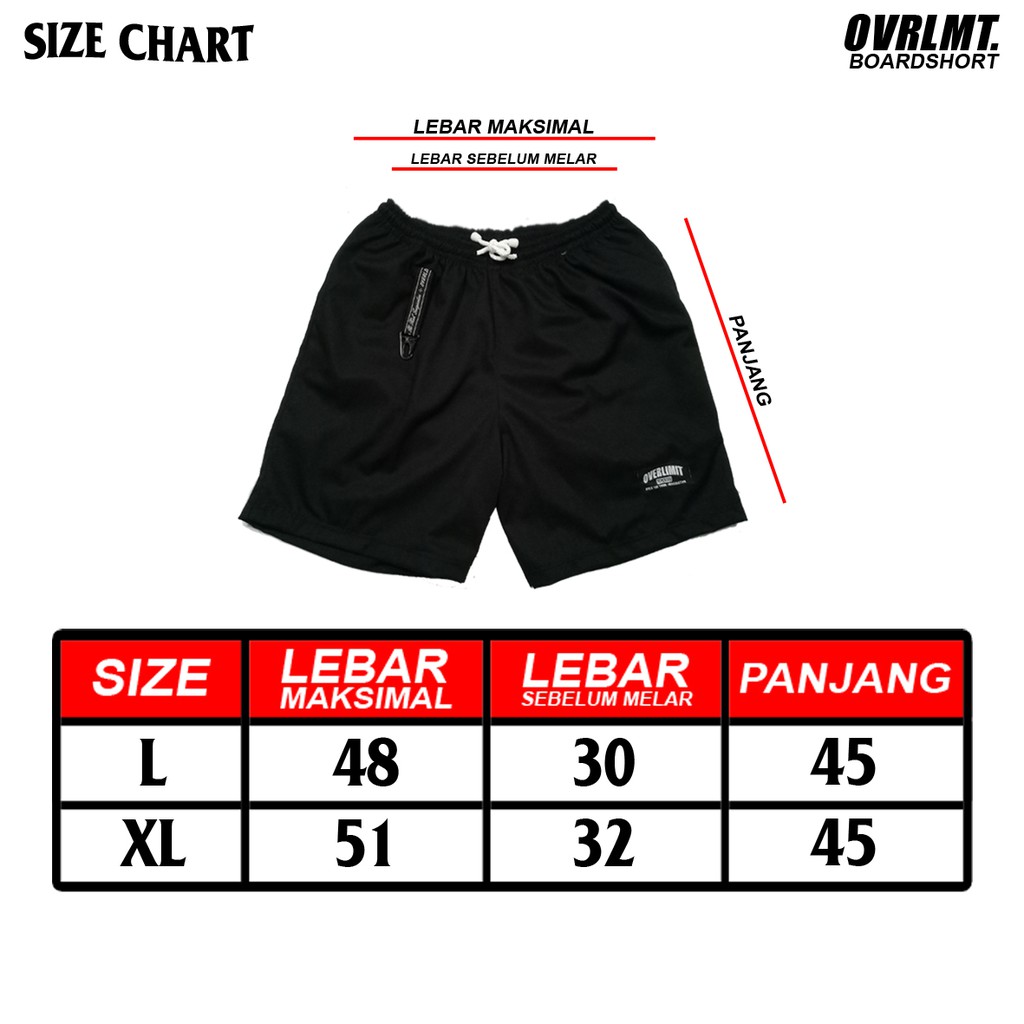 Boardshort Overlimit Meshort Celana pendek Celana Kolor