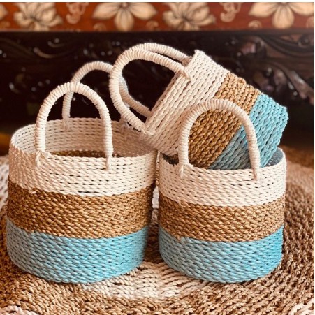 Belanja Kerajinan Khas Jogja / Anyaman Pandan / Pot Anyaman / Mini Basket