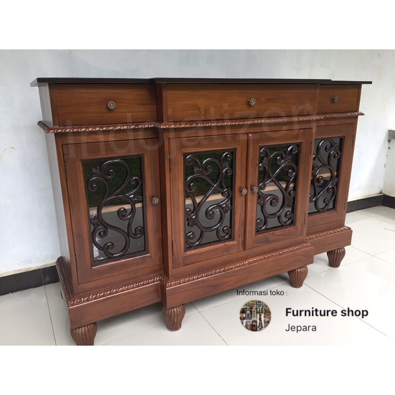 lemari tv bufet tv kayu jati