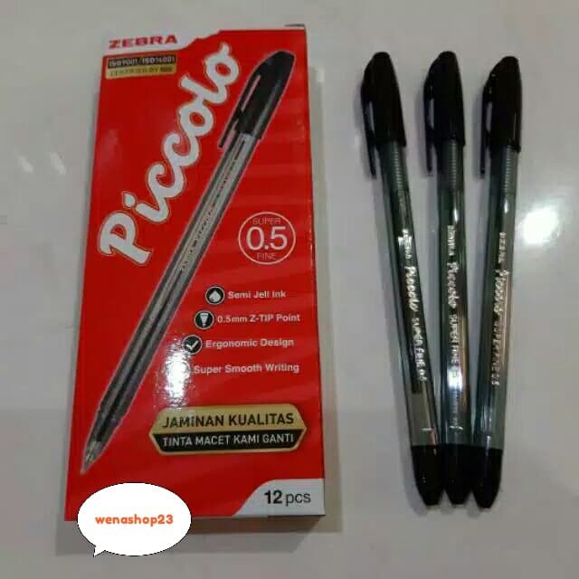 

pulpen zebra piccolo 0.5mm pena pen alat tulis isi 12pcs