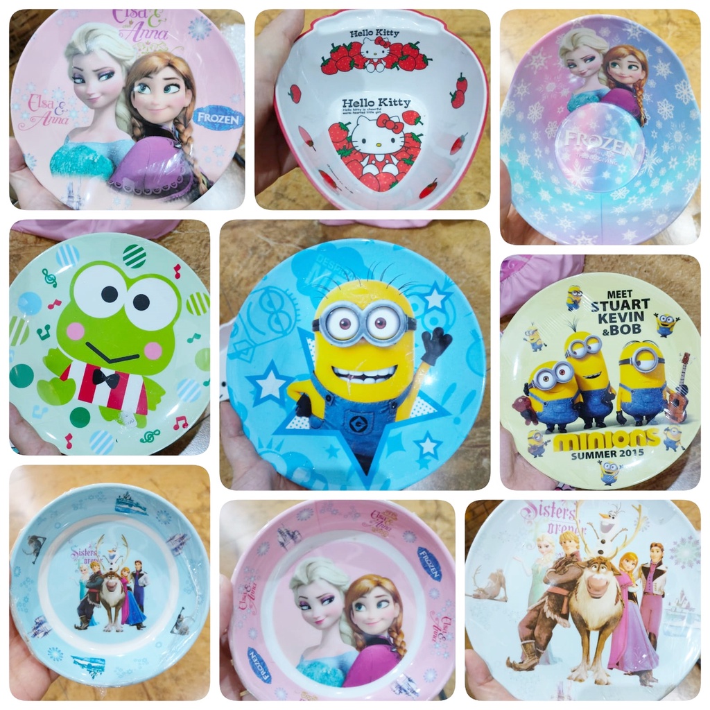 [ORGM[ *SALE* Alat Makan Karakter Melamine Piring Sendok Mangkok gelas