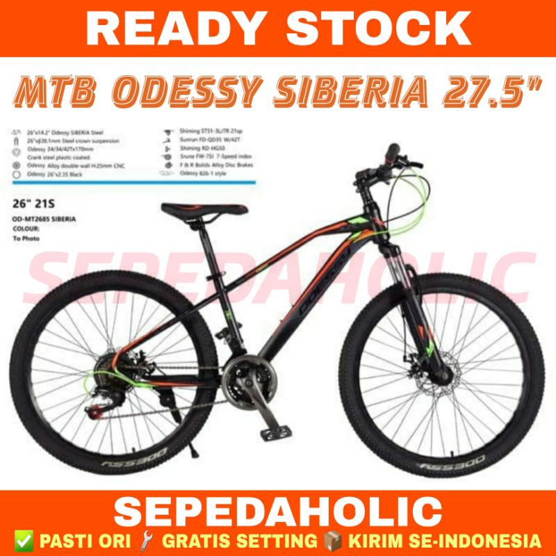 Sepeda Gunung MTB 27.5 Inch ODESSY SIBERIA 21 Speed Rem Cakram Murah ORIGINAL SNI