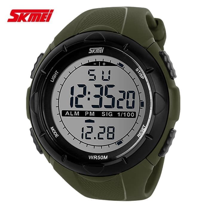 Jam Tangan Skmei 1025 Military Watch PC Case 50M Water Resistant EL Light