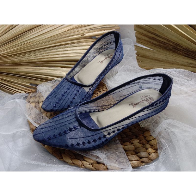 sepatu merrisa navy sepatu wanita cantik 5cm kaca