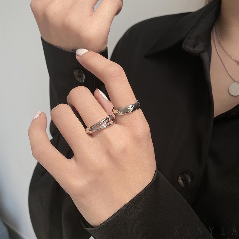 【COD】Cincin Pasangan Model Terbuka Bahan Stainless Steel Gaya Korea Untuk Pria Dan Wanita Adjustable Untuk