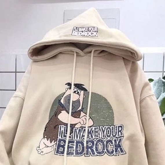 Hoodie Bedrock Big Size - Cartoon Style Korean Hodie Oversize - Atasan Wanita dan Pria