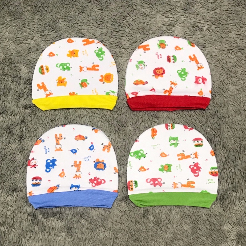 (isi 3/ isi 6) Topi Kupluk Bayi Bulat dan Ikat Motif Tabur