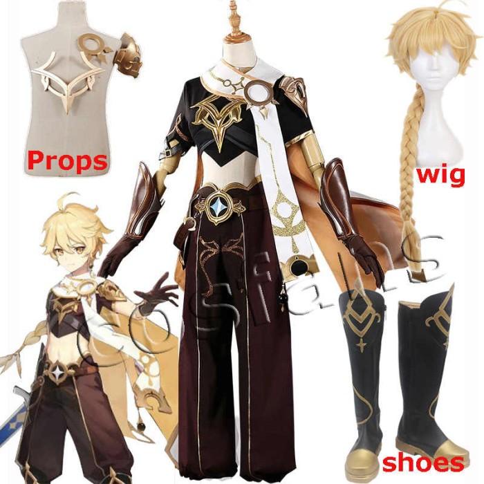 Kostum Aether Wig Shoes Costume Genshin Impact Cosplay