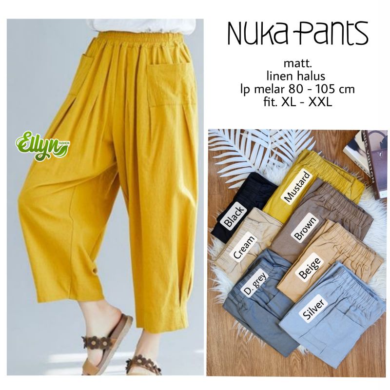 Celana Wanita Nuka Pants Bahan Linen Premium By Ellyn