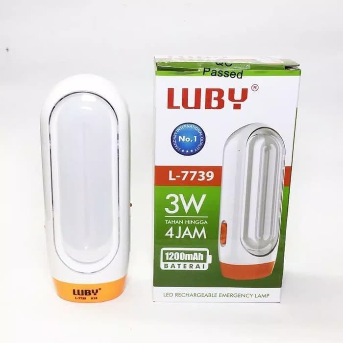 Luby Lampu Emergency L-7739 3W Light LED 20 SMD + 1W Senter Super Terang Rechargeable FREE Cable