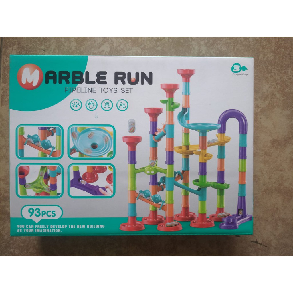 Mainan Anak Marble Run Pipa Pipeline Toys Set Bola Kelereng DIY 93 pcs