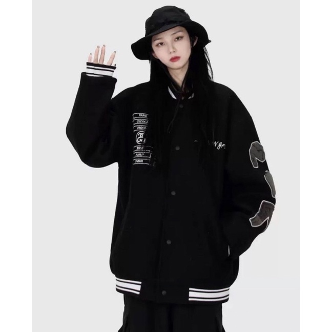 INS Jacket Baseball Varcity Wanita Oversize | Sweater Berkancing Full Sablon Model Terbaru Korean Style Jacket Stylish