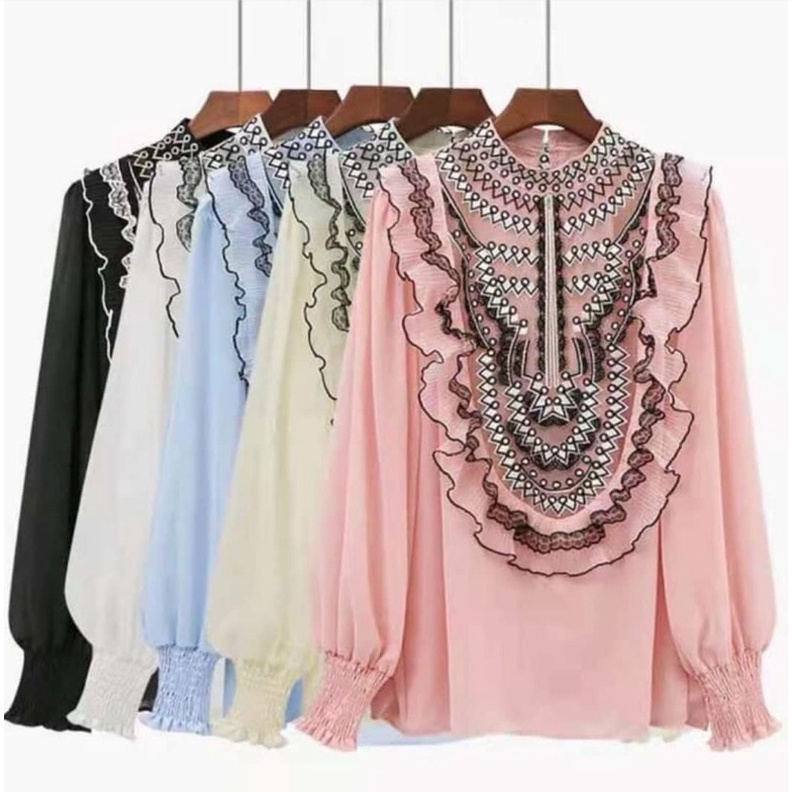 youngmoodis sofia top bordir blouse import