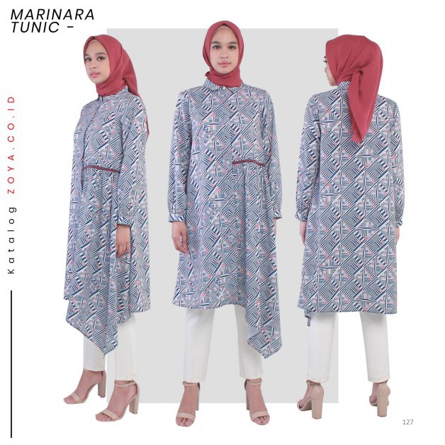 Zoya Atasan Dress Midi Gamis Navy Marinara