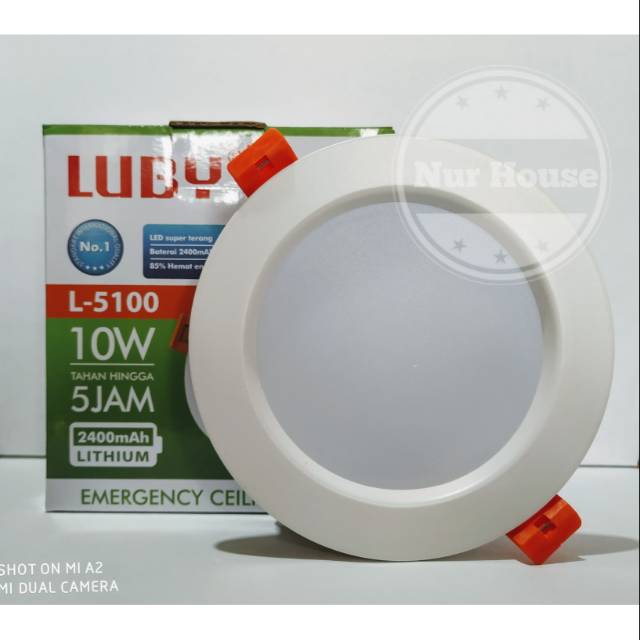 lampu downlight led luby plus emergency 10 watt L-5100 emergency panel led luby