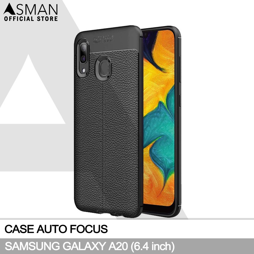 Auto Focus Samsung Galaxy A20 (6.4&quot;) | Soft Case Leather Premium - Hitam