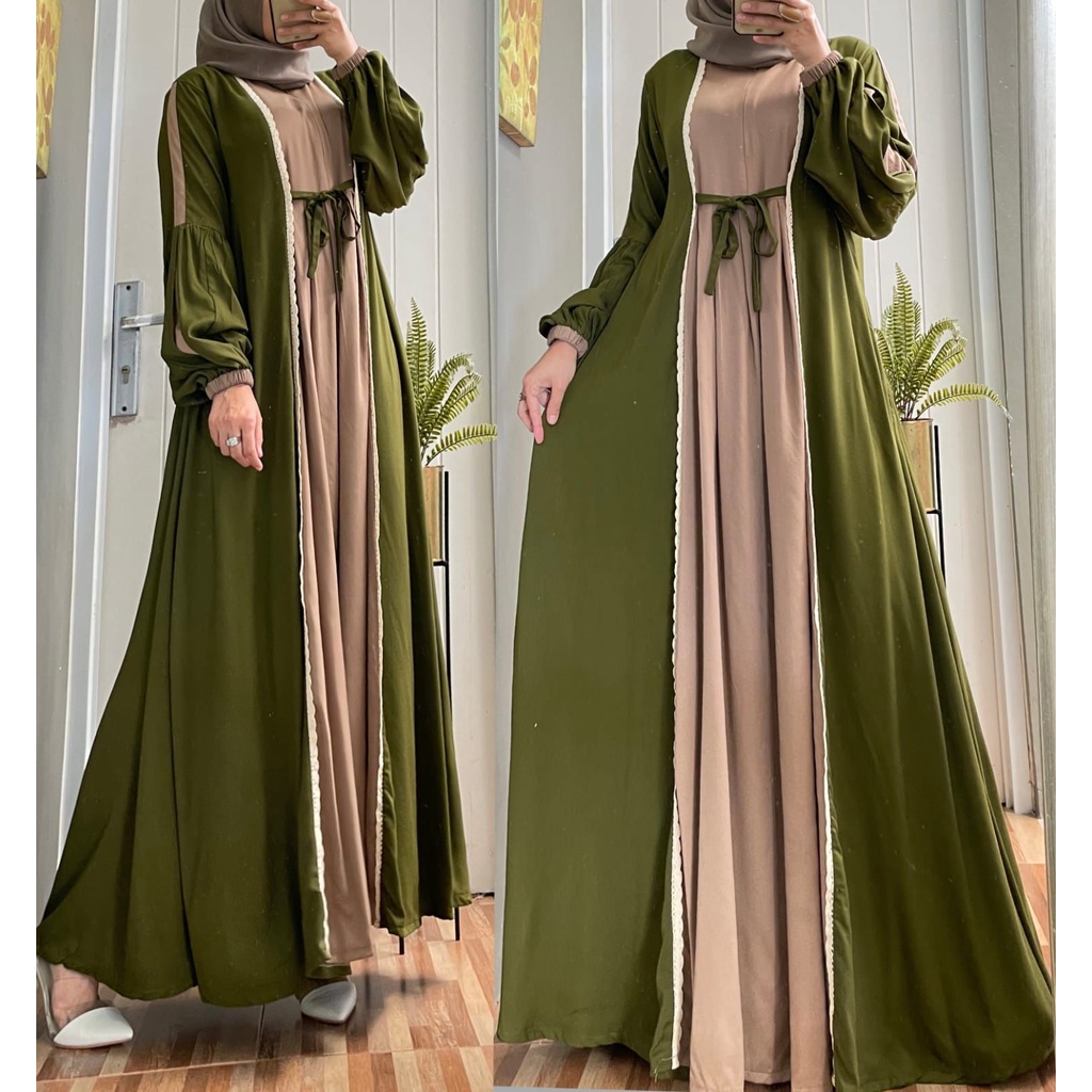 GAMIS SULTAN DRESS POLOS KOMBINASI WARNA LIST RENDA