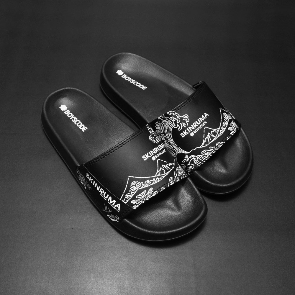 Sendal Selop Pria Wanita Distro Boyscode X Skinruma Japan Wave / Sendal Slip On Pria / Sendal Slide Pria / Sendal Slop Pria