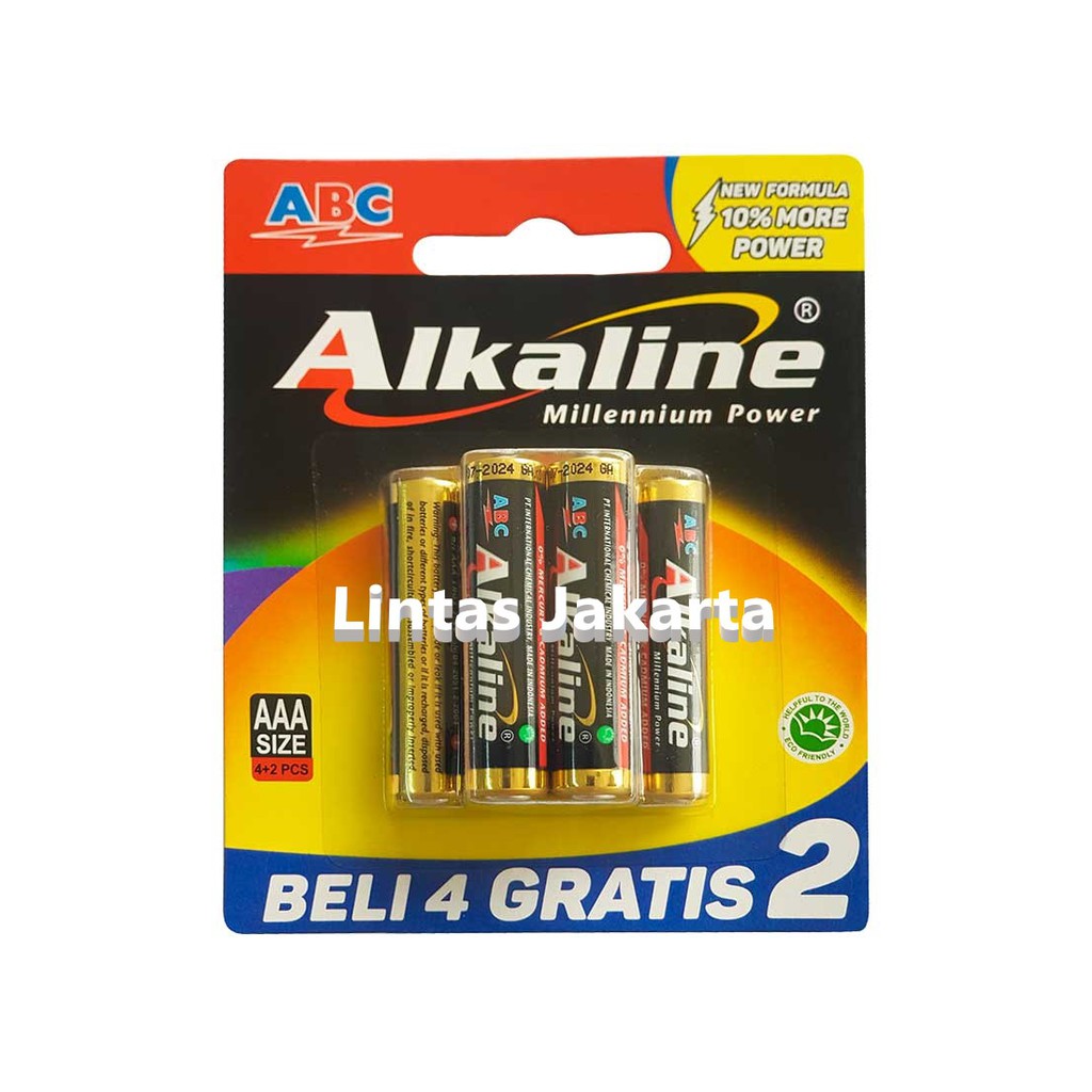 Baterai / Battery Alkaline Merk ABC Type AAA (Isi 6 buah)