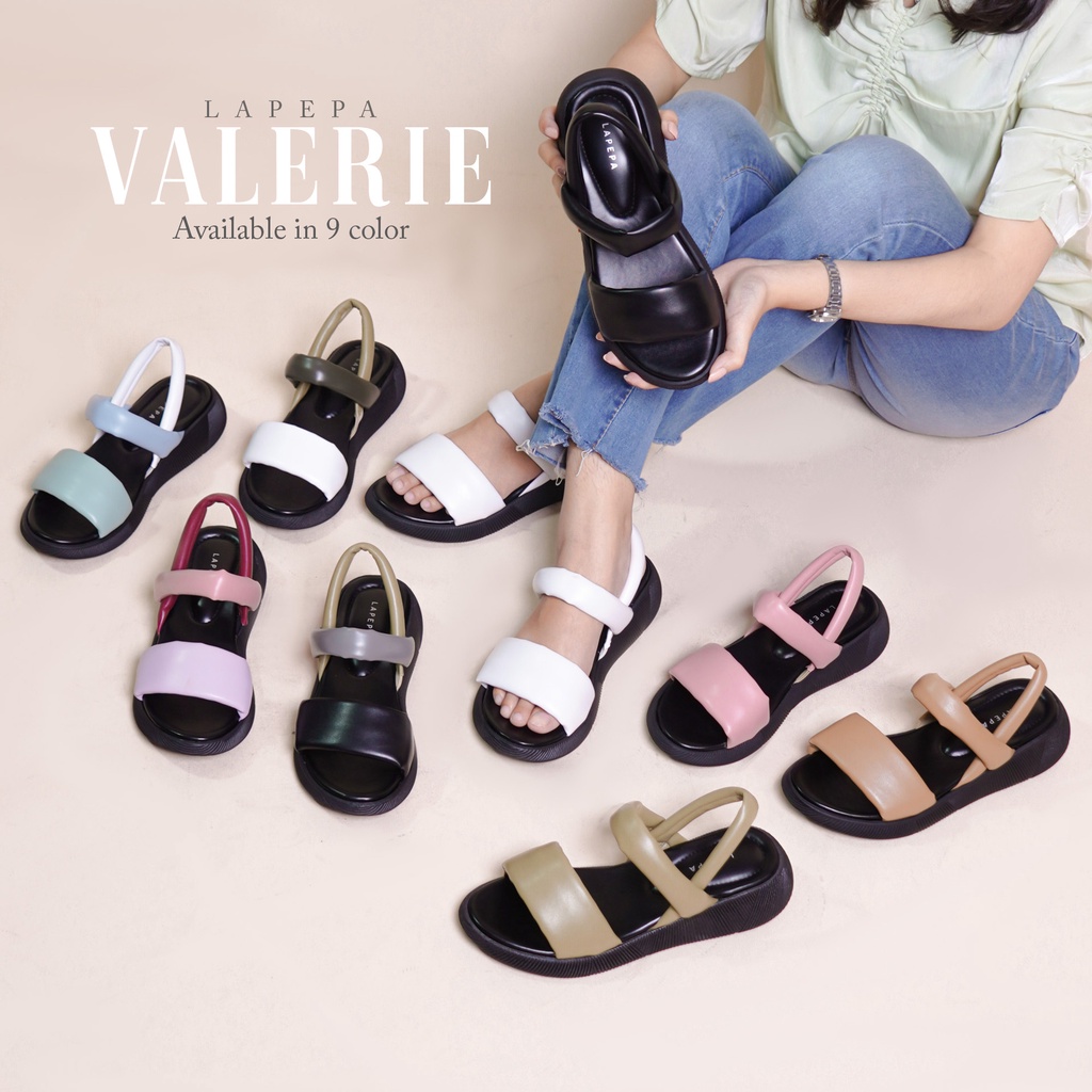 AVLINSTORE - tipe VALERIE full color Sepatu Sandal Wanita Wedges Model Ban dua Tali Strap belakang Hak Tinggi Sole 4 cm